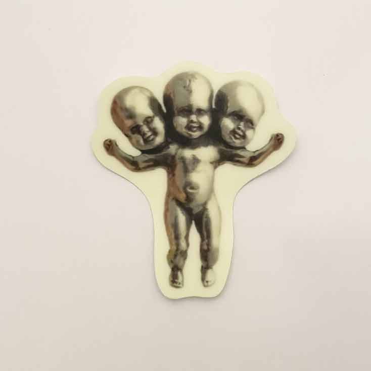 Three Headed Baby GLOW IN THE DARK Sticker - Image 3