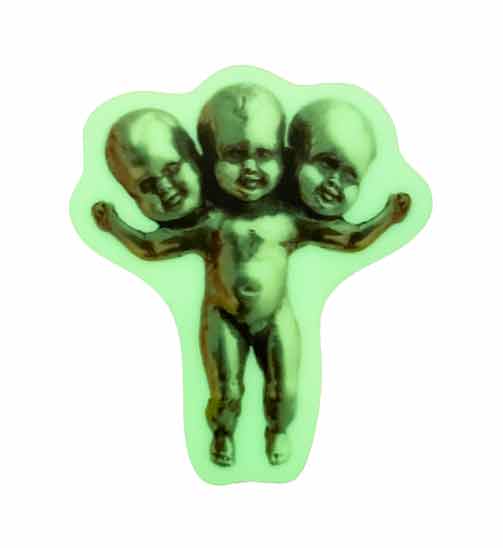 Three Headed Baby GLOW IN THE DARK Sticker - Image 8