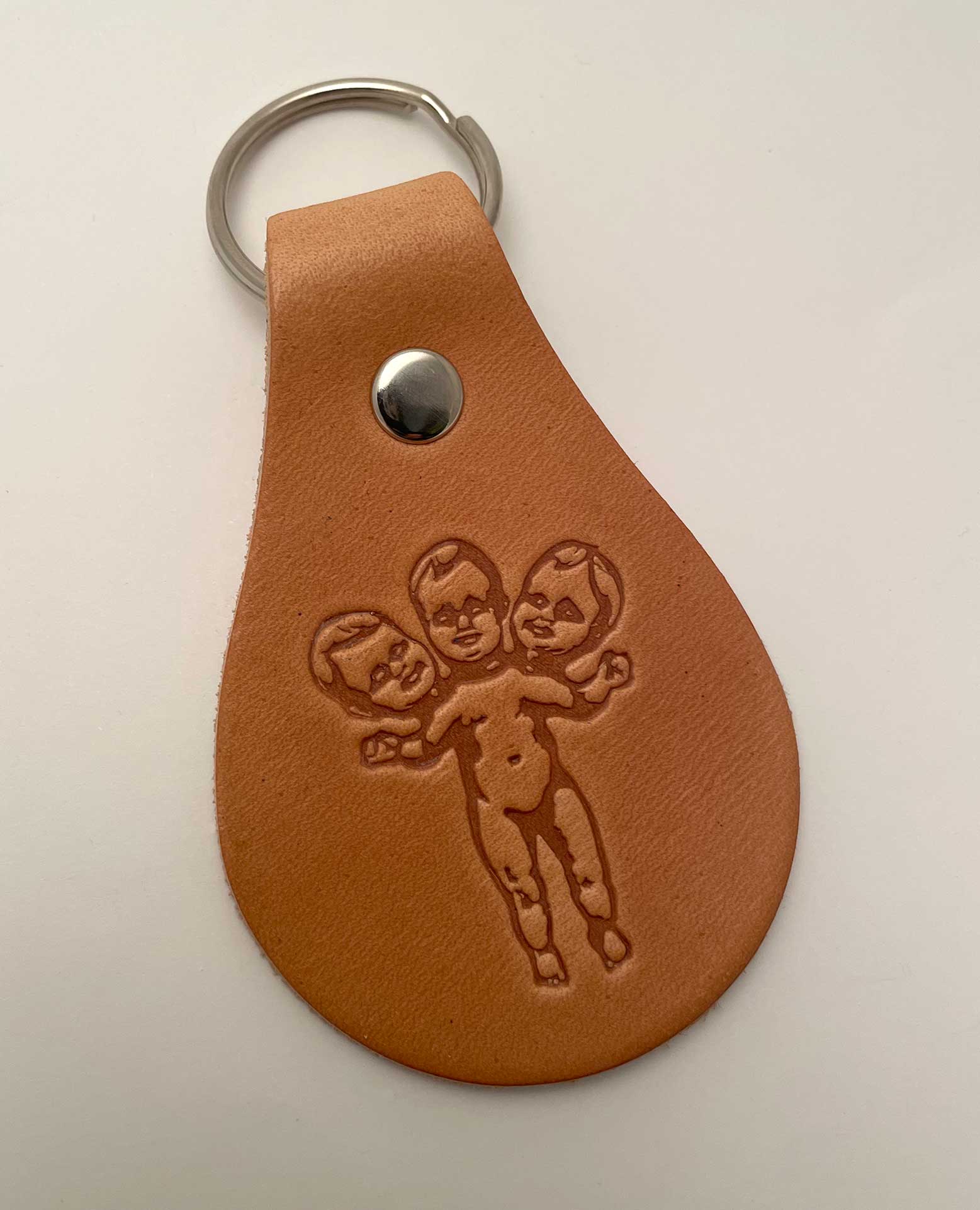 Three Headed Baby Keychain FOB Black & Gold - Image 3